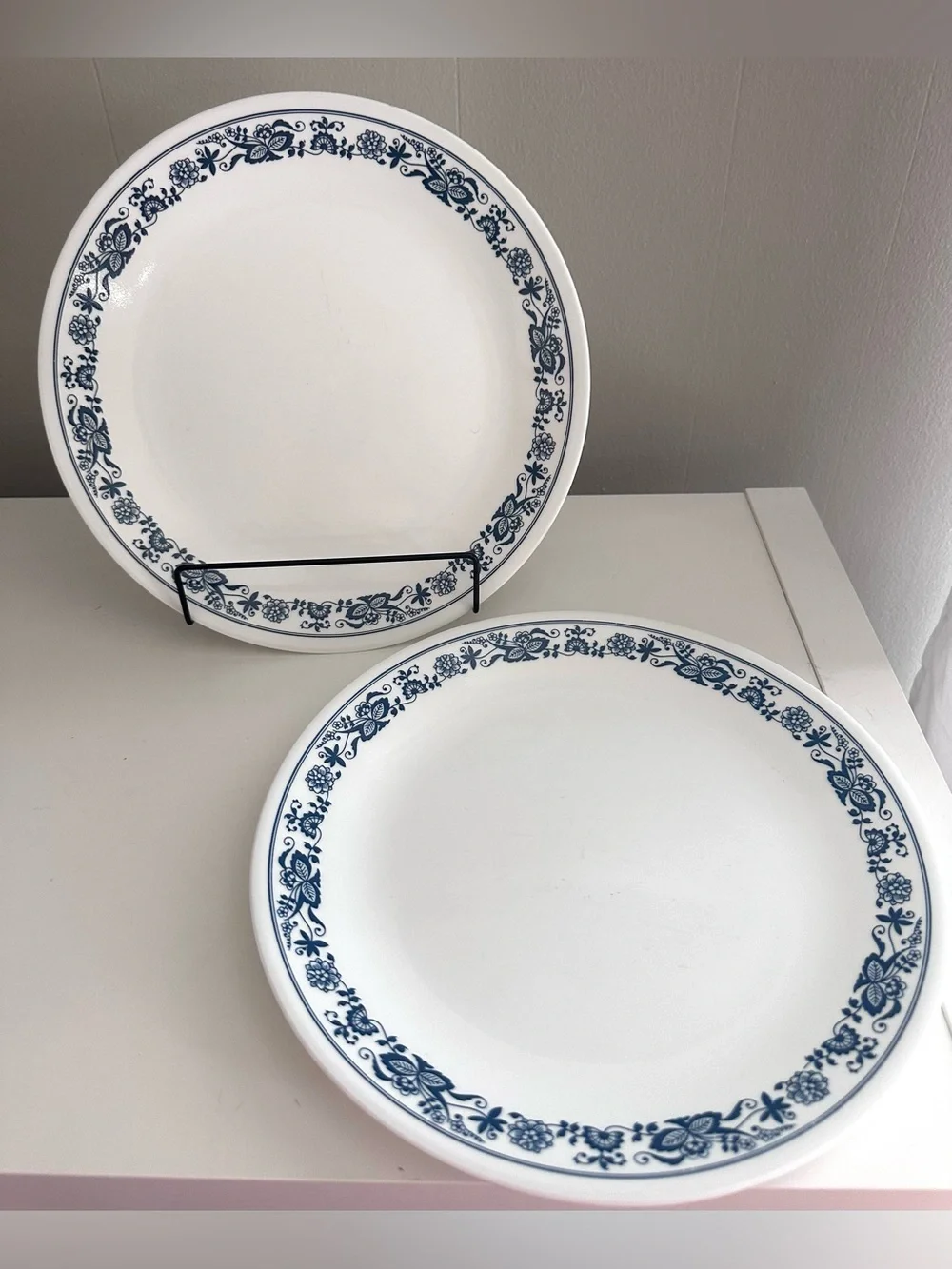 Old Town Blue Corelle 10” Dinner Plates PAIR